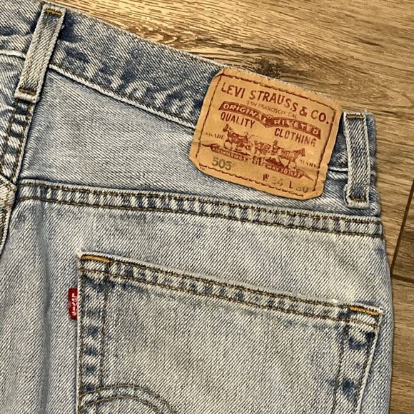 Men's Levis 505 Regular Fit Denim Jeans SZ 34x30 Blue Cotton Distressed 2000s - Picture 7 of 11